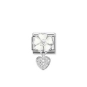 Nomination Link - 331814-04- Classic CHARMS - White Flower with Heart