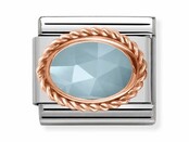 Nomination Link Rosékleurig - 430507-31 - Classic RICH SETTING STONE - Milky Aquamarine