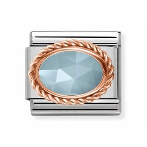 Nomination Link Rosékleurig - 430507-31 - Classic RICH SETTING STONE - Milky Aquamarine