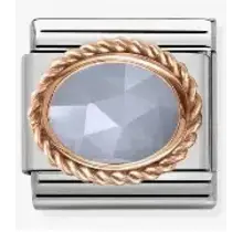 Nomination Link Rosékleurig - 430507-33 - Classic RICH SETTING STONE - Blue Banded Agate