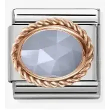 Nomination Link Rosékleurig - 430507-33 - Classic RICH SETTING STONE - Blue Banded Agate