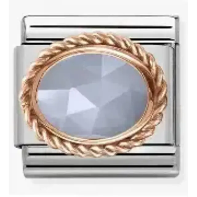 Nomination Link Rosékleurig - 430507-33 - Classic RICH SETTING STONE - Blue Banded Agate