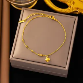 Stainless Steel Enkelbandje Hartje Goud – Minimalistisch & Waterproof
