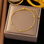 Stainless Steel Enkelbandje Bolletjes Goud – Minimalistisch & Waterproof