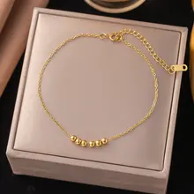 Stainless Steel Enkelbandje Bolletjes Rij Goud – Minimalistisch & Waterproof