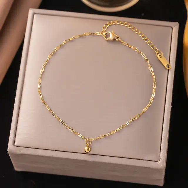 Stainless Steel Enkelbandje Bolletje Goud – Minimalistisch & Waterproof