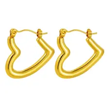 Stainless steel hart oorbellen goud – statement hoops