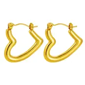 Stainless steel hart oorbellen goud – statement hoops