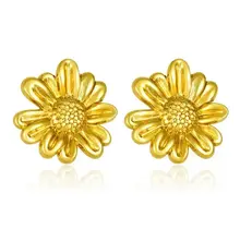 Stainless steel bloem oorbellen goud – statement studs