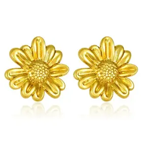 Stainless steel bloem oorbellen goud – statement studs