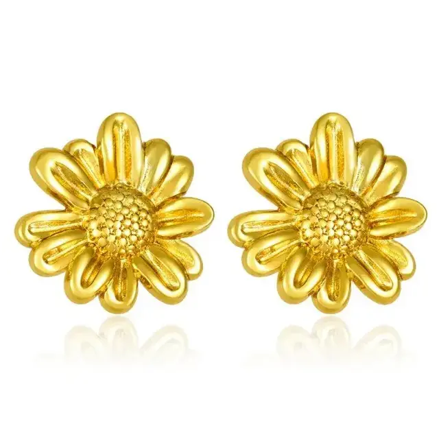 Stainless steel bloem oorbellen goud – statement studs