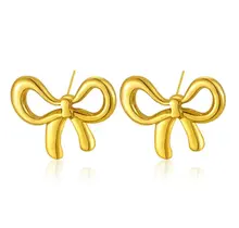 Stainless steel strik oorbellen goud – statement studs