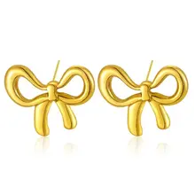 Stainless steel strik oorbellen goud – statement studs