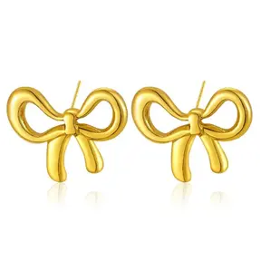 Stainless steel strik oorbellen goud – statement studs