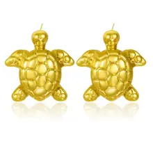 Stainless steel schildpad oorbellen goud – statement studs