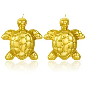 Stainless steel schildpad oorbellen goud – statement studs