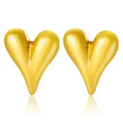 Stainless steel hart oorbellen goud – bolle statement studs