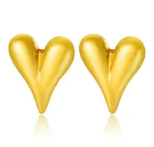 Stainless steel hart oorbellen goud – bolle statement studs