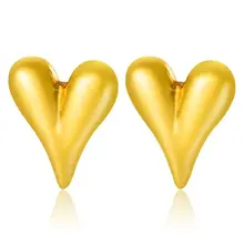 Stainless steel hart oorbellen goud – bolle statement studs