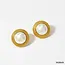 Goodies Stainless steel oorbellen met parel goud – ronde studs met bewerkte rand