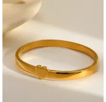 Stainless Steel Bangle Armband met Hartje – Minimalistisch Goud