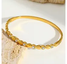Stainless Steel Bangle Armband met Zirkonia – Goudkleurige Luxe Armband