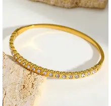 Stainless Steel Bangle met Zirkonia – Fijne Gouden Armband