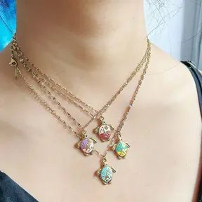 Stainless Steel Ketting Schildpad Goud – Gekleurde Bedelketting Zomers