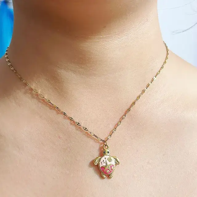 Stainless Steel Ketting Schildpad Goud – Gekleurde Bedelketting Zomers