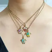 Stainless Steel Ketting Schildpad Goud – Gekleurde Bedelketting Zomers