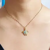 Stainless Steel Ketting Schildpad Goud – Gekleurde Bedelketting Zomers