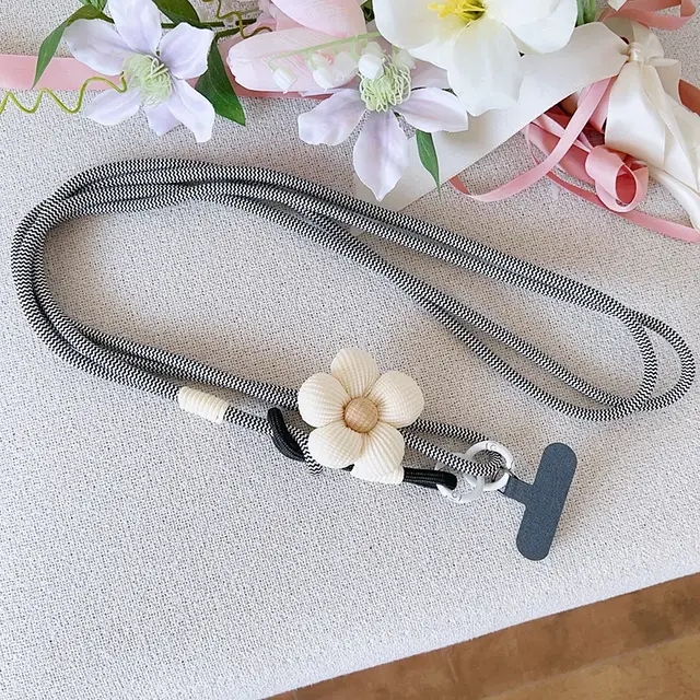 Telefoonkoord Bloem Lang Zwart Wit