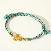 Vriendschapsarmbandje met stainless steel schildpad – kleurrijk summer armbandje - Blauw Paars