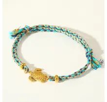 Vriendschapsarmbandje met stainless steel schildpad – kleurrijk summer armbandje - Blauw Paars