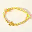 Goodies Vriendschapsarmbandje met stainless steel schildpad – kleurrijk summer armbandje - Geel Roze
