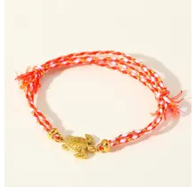 Vriendschapsarmbandje met stainless steel schildpad – kleurrijk summer armbandje - Rood Roze
