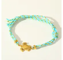 Vriendschapsarmbandje met stainless steel schildpad – kleurrijk summer armbandje - Turquoise