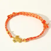 Vriendschapsarmbandje met stainless steel schildpad – kleurrijk summer armbandje - Rood