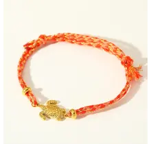Vriendschapsarmbandje met stainless steel schildpad – kleurrijk summer armbandje - Rood