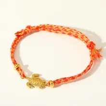 Vriendschapsarmbandje met stainless steel schildpad – kleurrijk summer armbandje - Rood