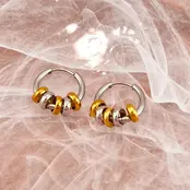 Stainless steel bicolor oorbellen met ringen – goud/zilver hoops