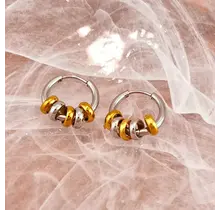 Stainless steel bicolor oorbellen met ringen – goud/zilver hoops