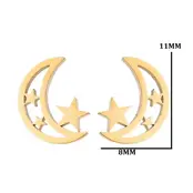 Stainless Steel Maan Ster Oorstekers – Moon Star Studs Goud/Zilver