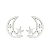 Stainless Steel Maan Ster Oorstekers – Moon Star Studs Goud/Zilver