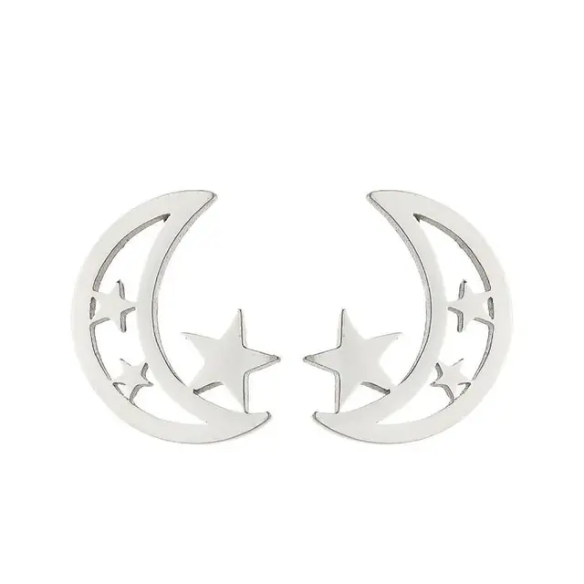 Stainless Steel Maan Ster Oorstekers – Moon Star Studs Goud/Zilver
