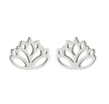 Stainless Steel Lotus Oorstekers – Trendy Lotus Flower Studs