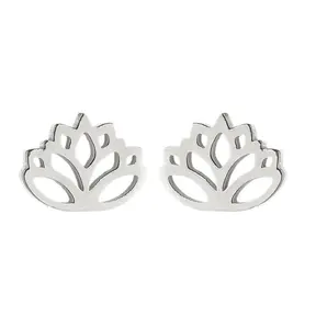 Stainless Steel Lotus Oorstekers – Trendy Lotus Flower Studs