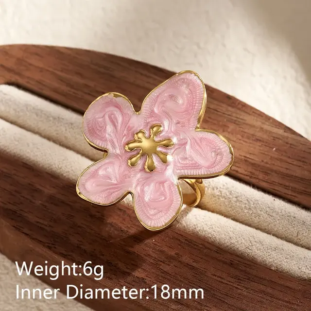Verstelbare Ring Bloem Goud met Kleur – Statement Ring Verstelbaar