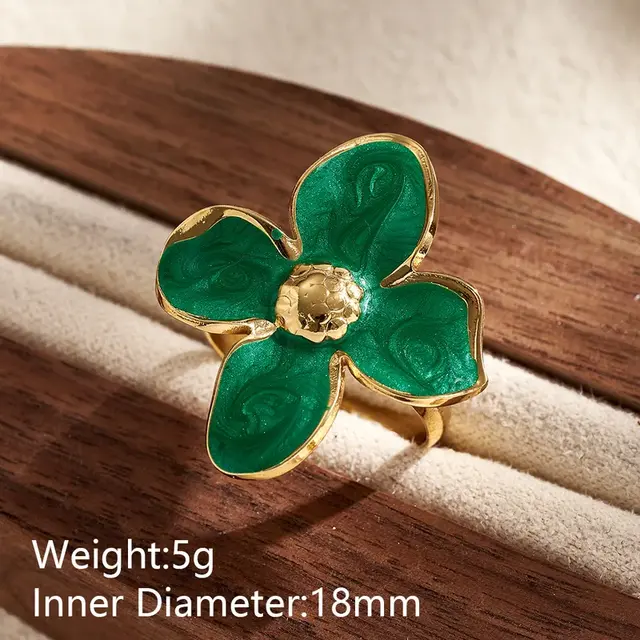 Verstelbare Ring Bloem Goud met Kleur – Statement Ring Verstelbaar