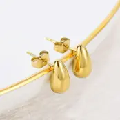 Stainless steel mini druppel oorbellen goud/zilver – subtiele studs